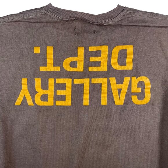 Gallery Dept. Brown Crewneck T-Shirt With Yellow Logo Print Short Sleeves Made I - Picture 8 of 9
